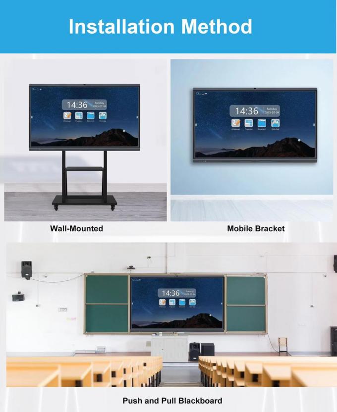 Interactive Whiteboard For School Classroom Touch Screen Presentation Board with Life Time ≥50000 Hours and Easy Installation 1