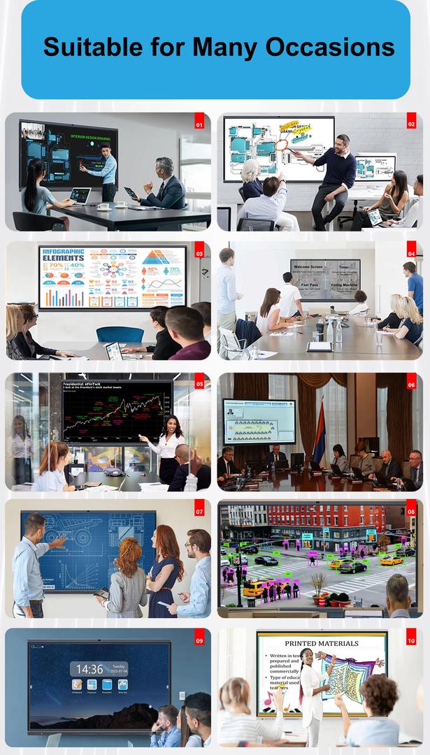 Interactive Whiteboard For School Classroom Touch Screen Presentation Board with Life Time ≥50000 Hours and Easy Installation 1