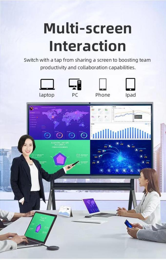55 Inch Interactive Whiteboard Screen Life Time ≥50000 Hours Contrast Typ 1200 1 3