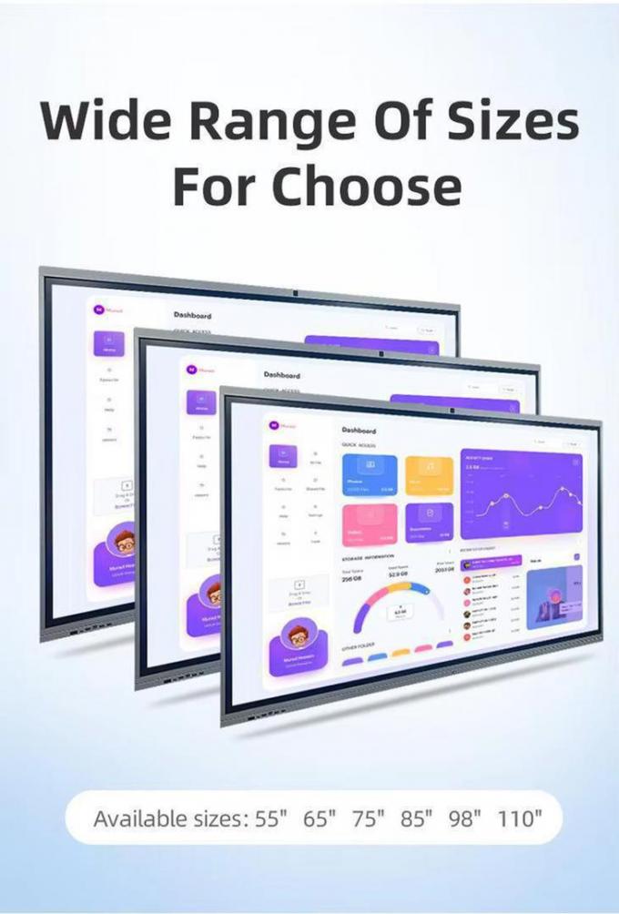 3840x2160 4K Screen Panels 65 Inch Interactive Touch Screen Whiteboard With Software And 178° H/V Viewing Angle 01