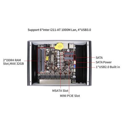 IBOX-501 N18 फैनलेस इंडस्ट्रियल मिनी पीसी क्वाड कोर 32 जीबी स्टोरेज MSATA के साथ