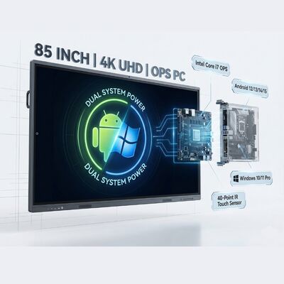 Interactive Touch Screen Whiteboard 85 Inch Featuring RK3588 Octa Core Processor and 16GB RAM for High Speed Operation